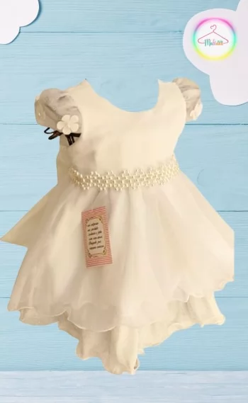 Vestido Infantil Festa Branco Bebê Jeito de Menina