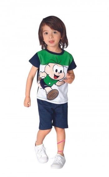 Conjunto Camiseta Cebolinha - Marinho