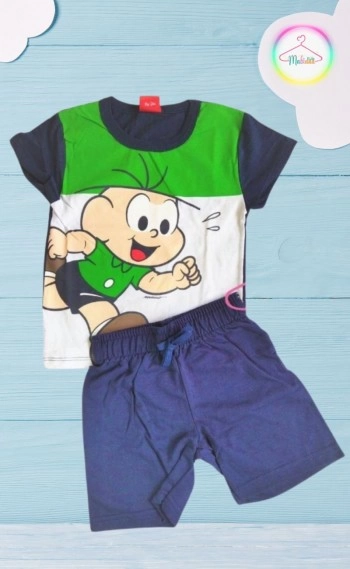 Conjunto Camiseta Cebolinha - Marinho