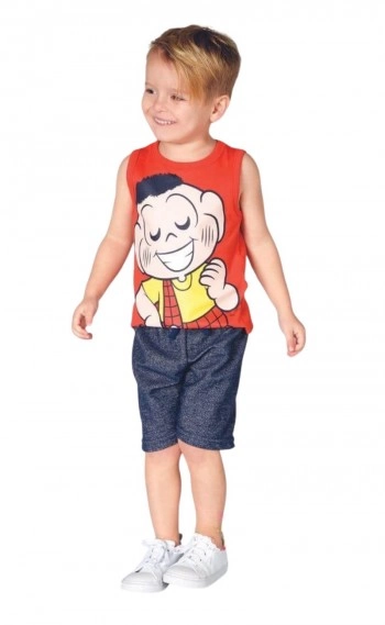 Conjunto Regata Cascão - Vermelho e Marinho