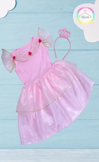 Vestido Fantasia Aurora / Rosa curto