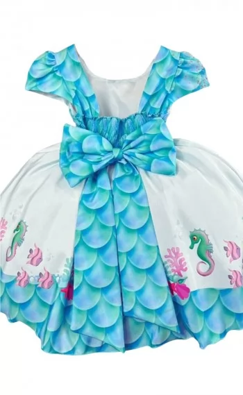 Vestido Infantil Festa Sereia Escamas colorido